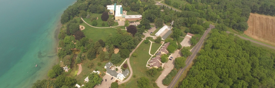 Aerial view of the W.K. Kellogg Biological Station academic and research campus. Credit to Ruben Ulbrich.