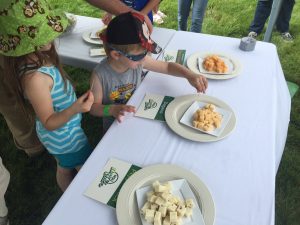 Children Sampling cheese at the Kellogg Farm Pasture Dairy Open House