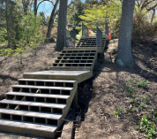 The W.K. Kellogg Bird Sanctuary's new stairs by the Overlook Building are nearly complete.